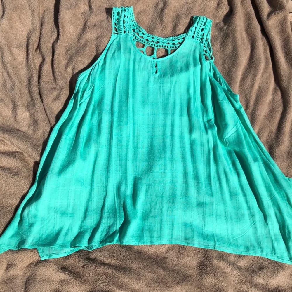 Turquoise macrame tank top, never worn